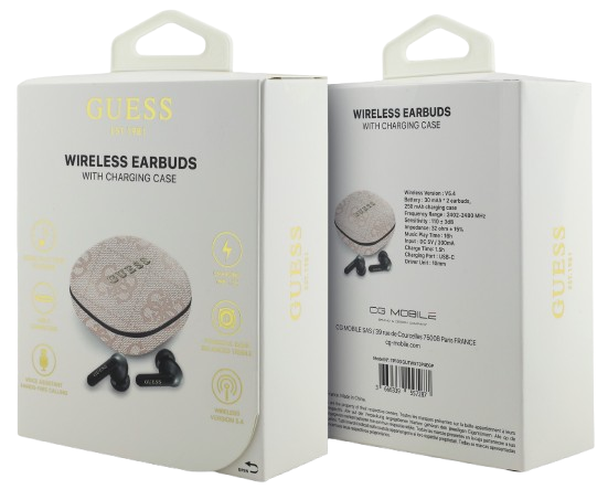 GUESS AURICULAR BLUETOOTH TWS ENC 4G LOGO ROSA