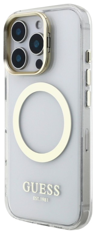 GUESS CARCASA MAGSAFE SOPORTE CAMARA IPHONE 16 PRO MAX DORADO