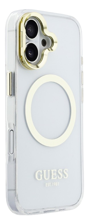 GUESS CARCASA MAGSAFE SOPORTE CAMARA IPHONE 16 DORADO
