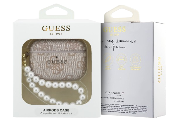 GUESS FUNDA PEARL STRAP 4G AIRPODS PRO 3 ROSA