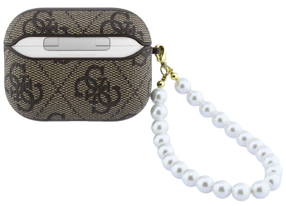 GUESS FUNDA PEARL STRAP 4G AIRPODS PRO 3 MARRON