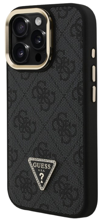 GUESS CARCASA MAGSAFE TRIANGLE 4G SOPORTE CAMARA IPHONE 15 PRO NEGRO