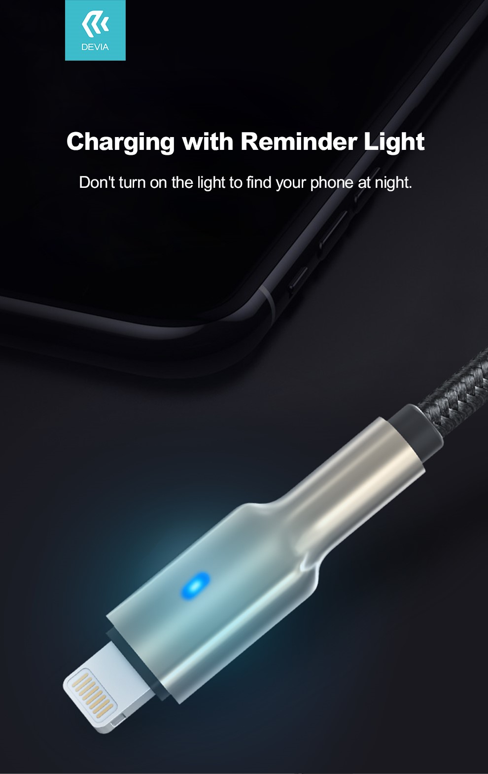 DEVIA cable MARS TIPO LIGHTNING NEGRO