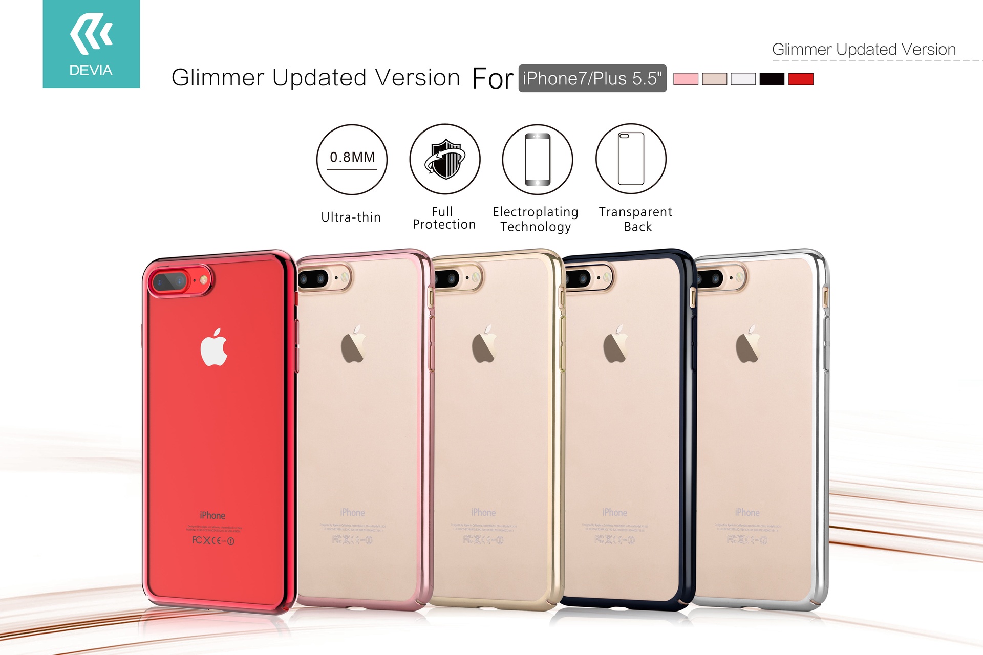 DEVIA Carcasa ´GLIMMER´ IPhone 8/7+ PLATA