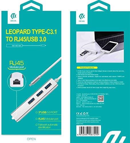 DEVIA hub TIPO C RJ45/3xUSB 3.1