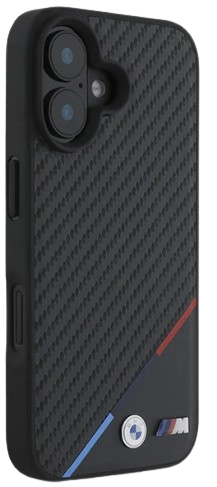 BMW CARCASA MAGSAFE CARBON TRICOLOR IPHONE 16 NEGRO