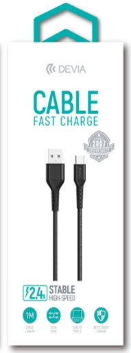 DEVIA cable GRACIOUS TIPO C 2.4a NEGRO