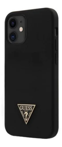 GUESS carcasa SILICON METAL iphone 12 MINI NEGRO