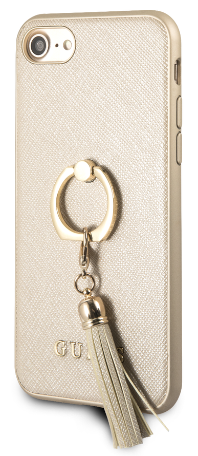 GUESS CARCASA 'SAFFIANO' IPHONE 12 MINI BEIGE CON ANILLO