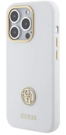 GUESS CARCASA SILICONE STRASS IPHONE 15 BLANCO