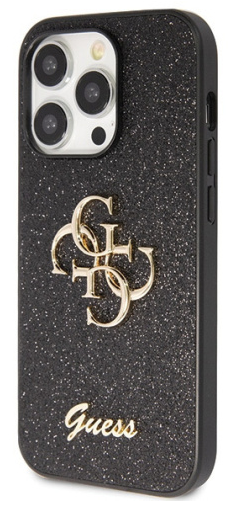GUESS carcasa GLITTER 4G iphone 15 PRO NEGRO