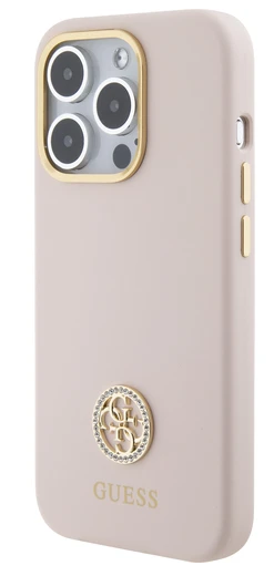 GUESS CARCASA SILICONE STRASS IPHONE 15 PRO MAX ROSA
