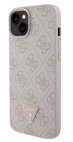 GUESS CARCASA 4G TRIANGLE STRASS IPHONE 15 ROSA