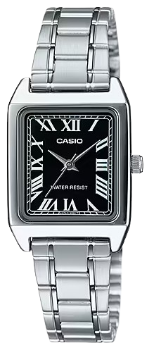 CASIO RELOJ LTP-V007D-1B ESFERA NEGRA / CORREA PLATEADA