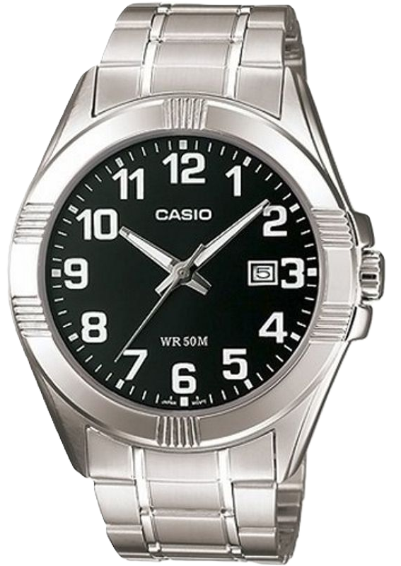 CASIO RELOJ MTP-1308D-1B ESFERA NEGRA / ACERO