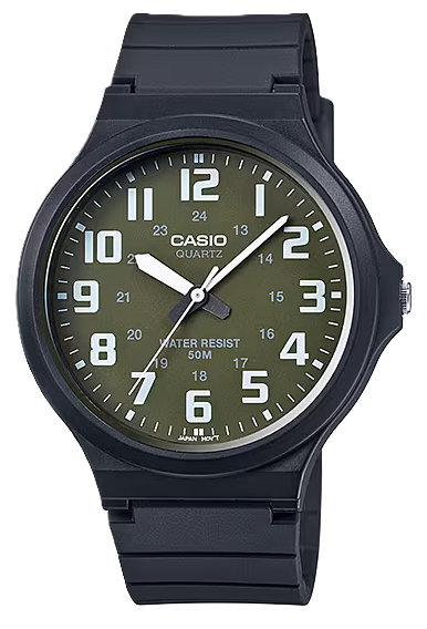 CASIO RELOJ MW-240-3BVDF ESFERA VERDE / CORREA NEGRA