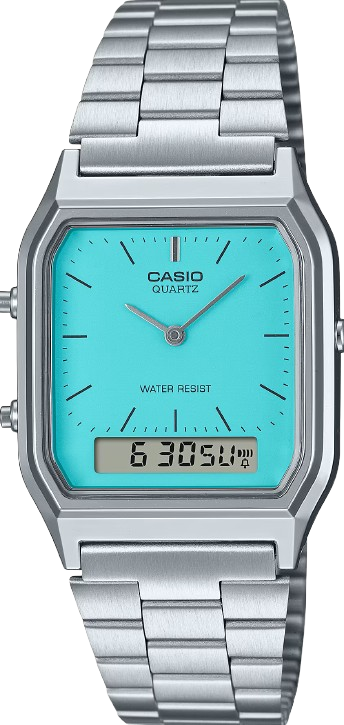 CASIO RELOJ AQ-230A-2A2MQY ESFERA TURQUESA / CORREA ACERO