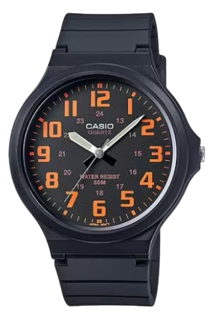 CASIO RELOJ MW-240-4BV ESFERA NARANJA / CORREA NEGRA