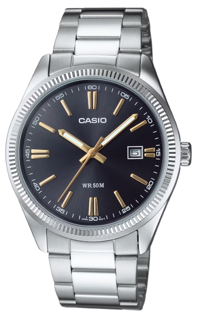 CASIO RELOJ MTP-1302D-1A2 ESFERA NEGRA / ACERO