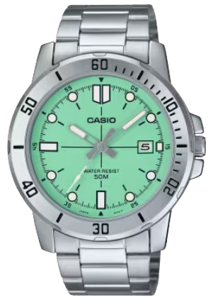 CASIO RELOJ MTP-VD01D-3E1 VERDE / ACERO