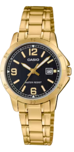 CASIO RELOJ LTP-V004G-1B ESFERA NEGRA / DORADO