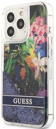 [GUHCP13LLFLSB] GUESS CARCASA GLITTER FLOWER IPHONE 13 PRO AZUL