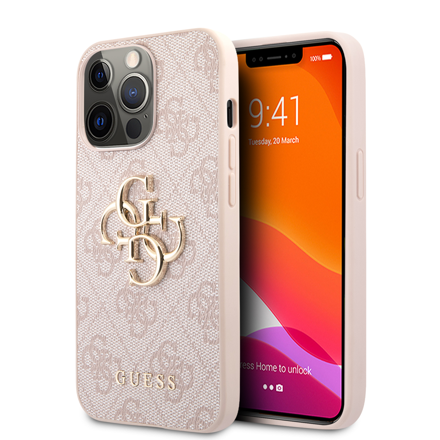 GUESS CARCASA 4G METAL LOGO IPHONE 14 ROSA
