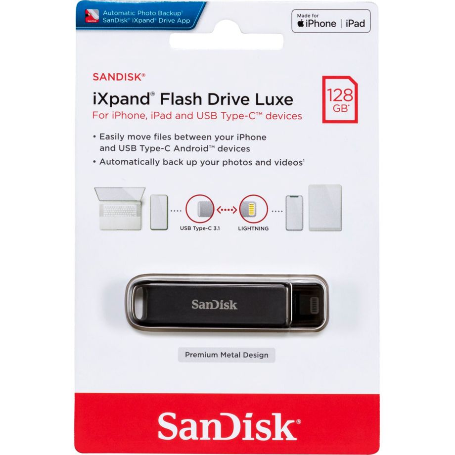 SANDISK PENDRIVE IXPAND TYPE C-LIGHTNING 128GB
