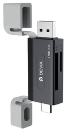 [DSTLUCBK] DEVIA LECTOR DE TARJETA USB/USB-C 3.0 NEGRO