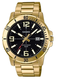 [MTPVD01G1BV] CASIO RELOJ MTP-VD01G-1BV ESFERA NEGRA CORREA DORADA