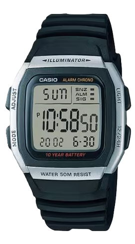 CASIO RELOJ W-96H-1AVDF CAJA ACERO / CORREA NEGRA