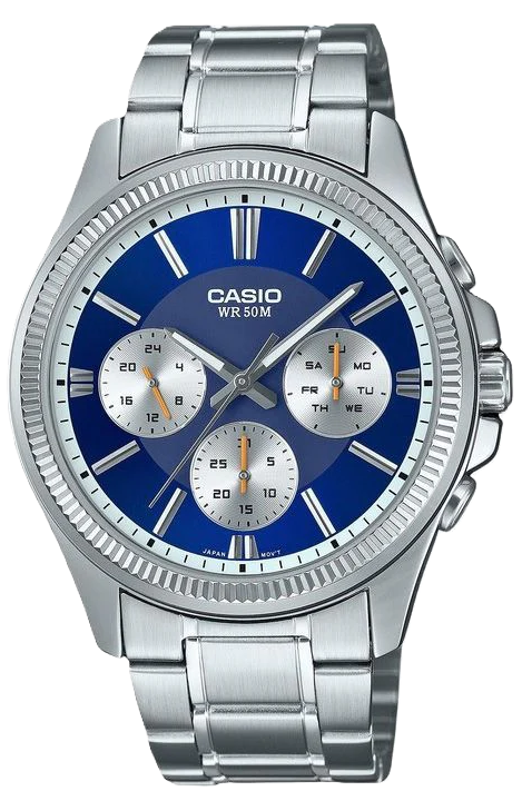 CASIO RELOJ MTP-1375D-2A1 ESFERA AZUL MARINO / CORREA ACERO