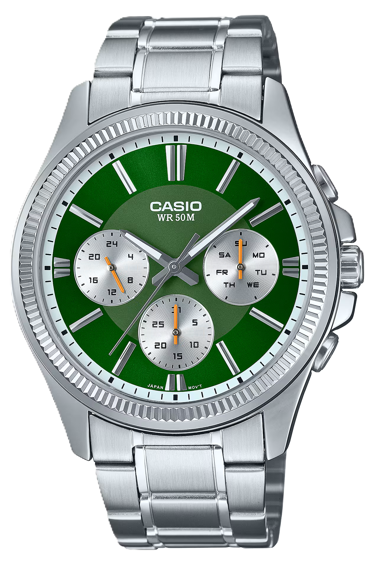 CASIO RELOJ MTP-1375D-3A ESFERA VERDE / CORREA ACERO