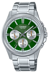 [MTP1375D3A] CASIO RELOJ MTP-1375D-3A ESFERA VERDE / CORREA ACERO