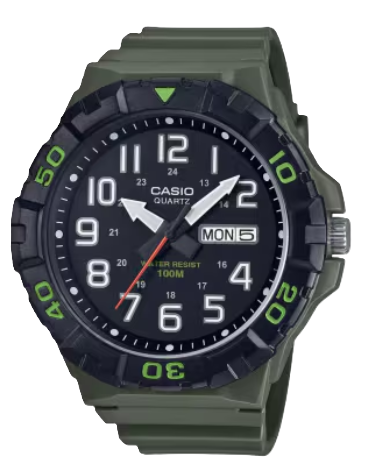 CASIO RELOJ MRW-210H-3A ESFERA NEGRA / CORREA VERDE