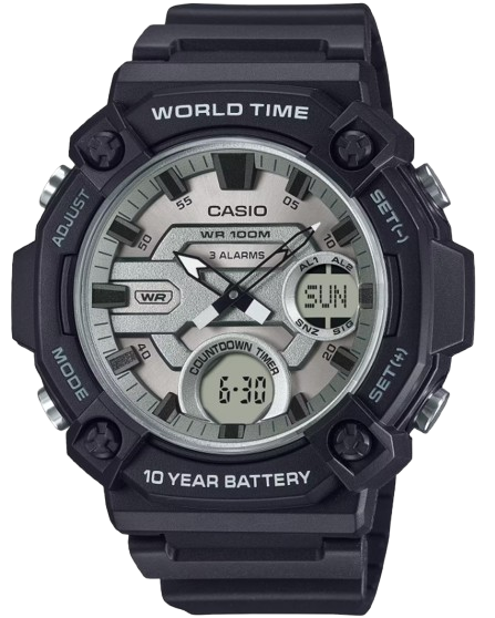 CASIO RELOJ AEQ-120W-7A NEGRO / ESFERA PLATEADA