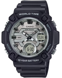 [AEQ120W7A] CASIO RELOJ AEQ-120W-7A NEGRO / ESFERA PLATEADA
